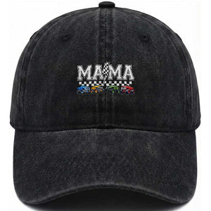 Monster Truck Mama Washed Cotton Baseball Cap Funny Truck Mom Checkered Mother's Day TS11 Print Your Wear