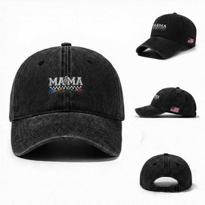 Monster Truck Mama Washed Cotton Baseball Cap Funny Truck Mom Checkered Mother's Day TS11 Washed Cap Universal Fit Black Print Your Wear