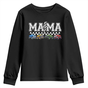 Monster Truck Mama Youth Sweatshirt Funny Truck Mom Checkered Mother's Day TS11 Black Print Your Wear