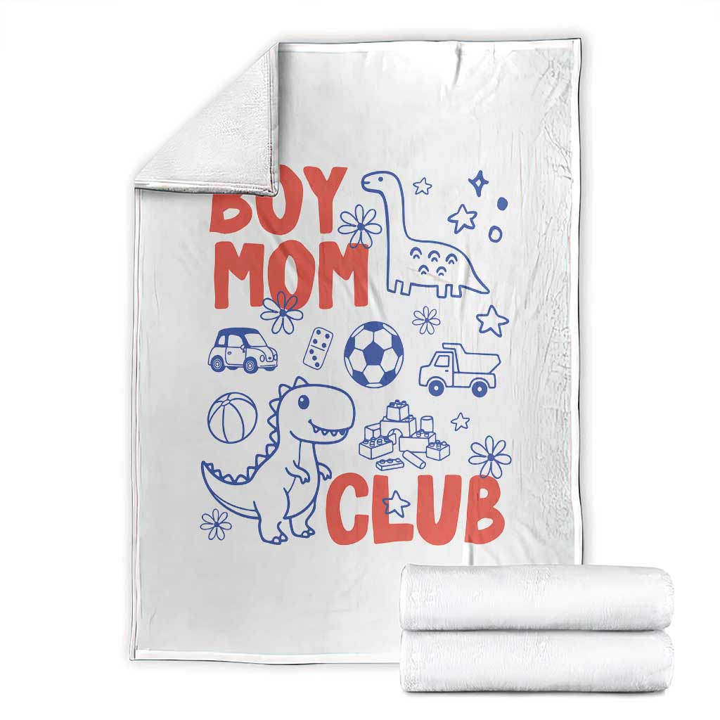 Boy Mom Club Throw Blanket Mom Of Boys Dinosaur Kids Toy Doodles TS11 White Print Your Wear