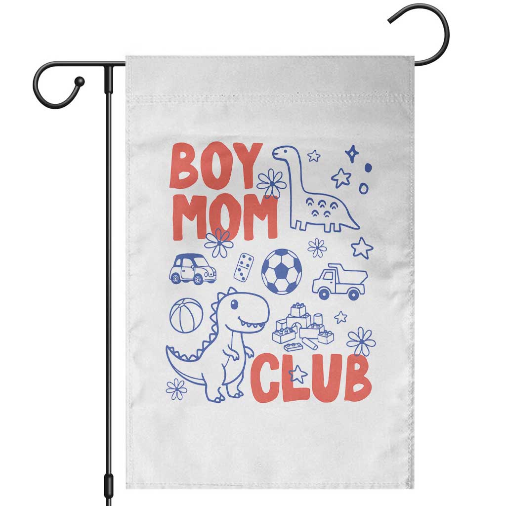 Boy Mom Club Garden Flag Mom Of Boys Dinosaur Kids Toy Doodles TS11 White Print Your Wear