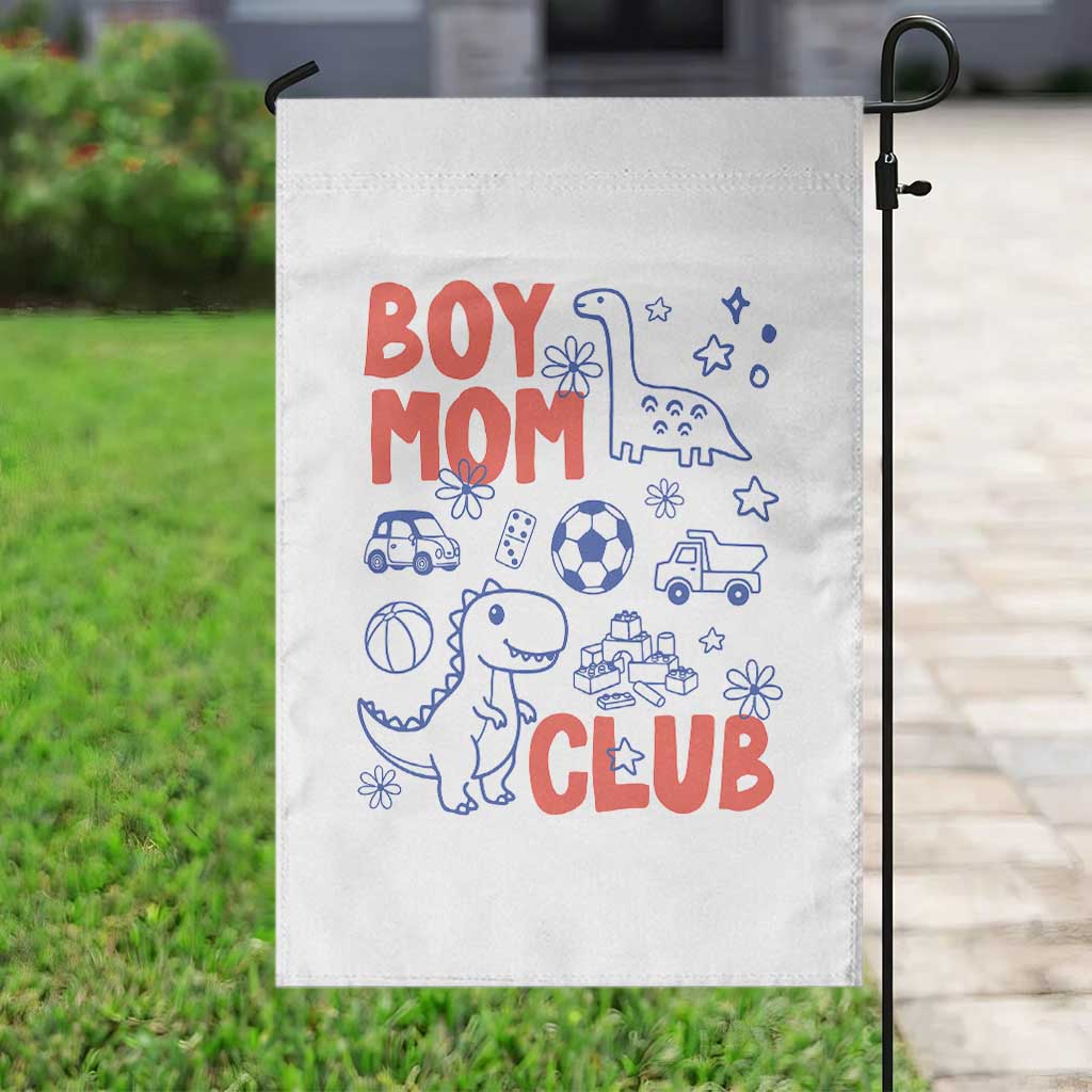 Boy Mom Club Garden Flag Mom Of Boys Dinosaur Kids Toy Doodles TS11 Print Your Wear
