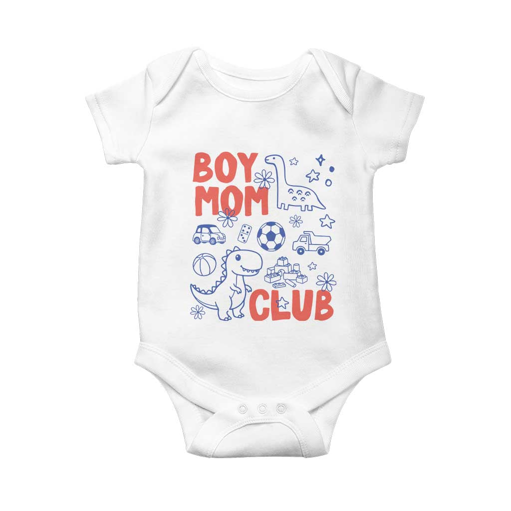 Boy Mom Club Baby Onesie Mom Of Boys Dinosaur Kids Toy Doodles TS11 White Print Your Wear