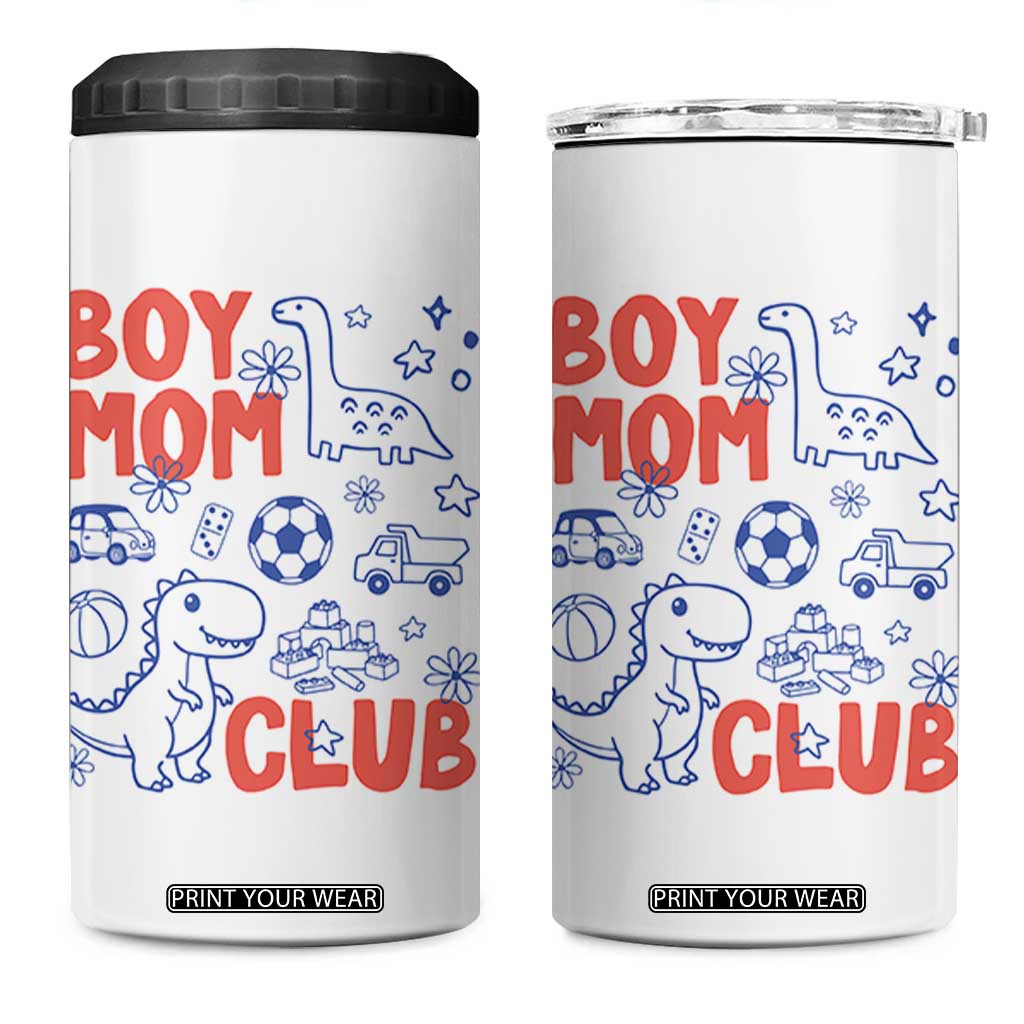 Boy Mom Club 4 in 1 Can Cooler Tumbler Mom Of Boys Dinosaur Kids Toy Doodles TS11 One Size: 16 oz White Print Your Wear