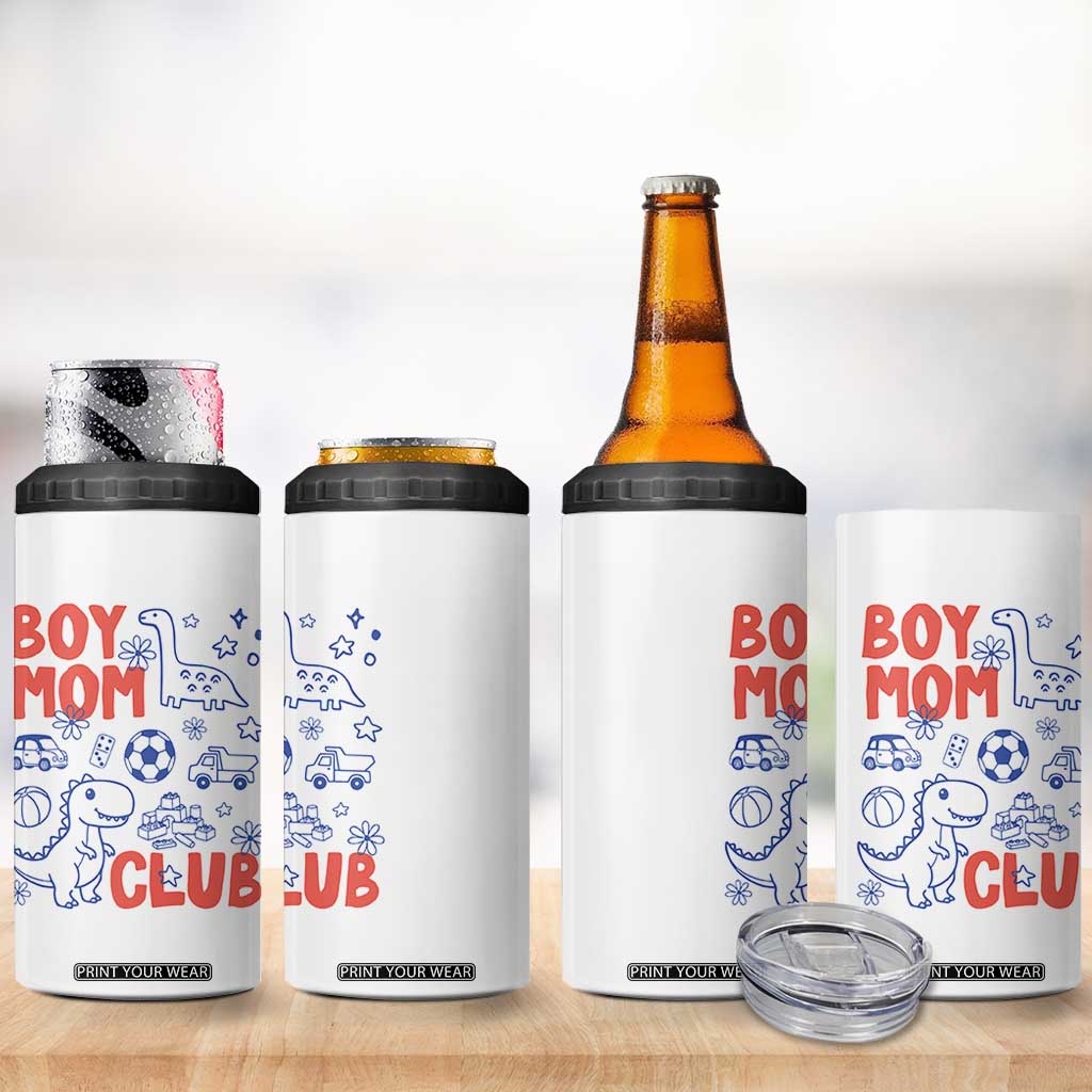 Boy Mom Club 4 in 1 Can Cooler Tumbler Mom Of Boys Dinosaur Kids Toy Doodles TS11 Print Your Wear