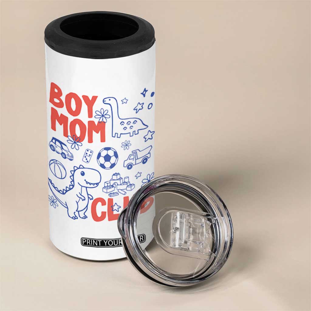 Boy Mom Club 4 in 1 Can Cooler Tumbler Mom Of Boys Dinosaur Kids Toy Doodles TS11 Print Your Wear