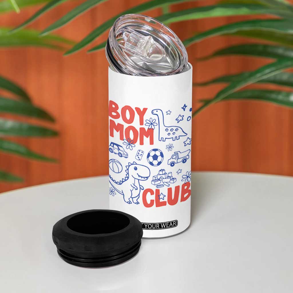 Boy Mom Club 4 in 1 Can Cooler Tumbler Mom Of Boys Dinosaur Kids Toy Doodles TS11 Print Your Wear
