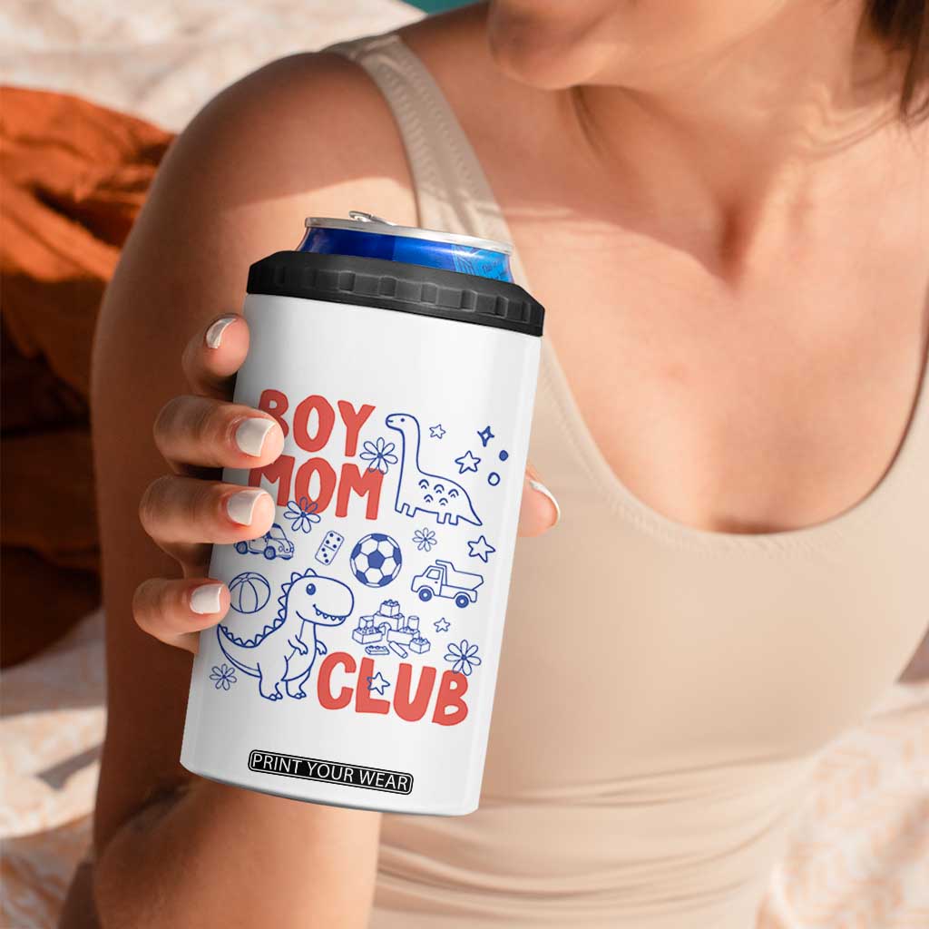 Boy Mom Club 4 in 1 Can Cooler Tumbler Mom Of Boys Dinosaur Kids Toy Doodles TS11 Print Your Wear