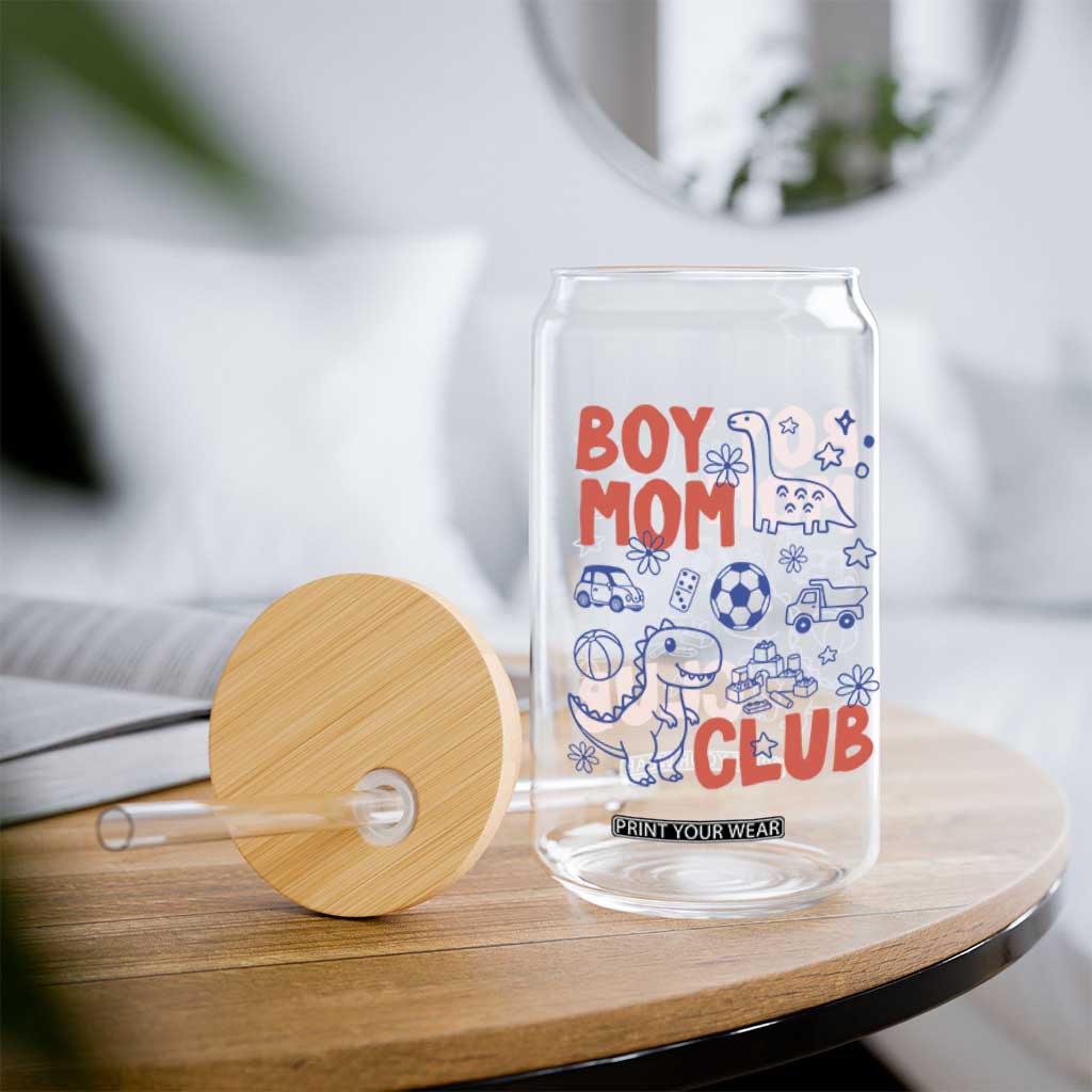 Boy Mom Club Glass Can Mom Of Boys Dinosaur Kids Toy Doodles TS11 Print Your Wear