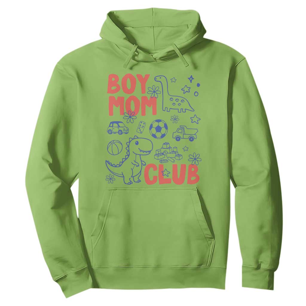 Boy Mom Club Hoodie Mom Of Boys Dinosaur Kids Toy Doodles TS11 Lime Print Your Wear