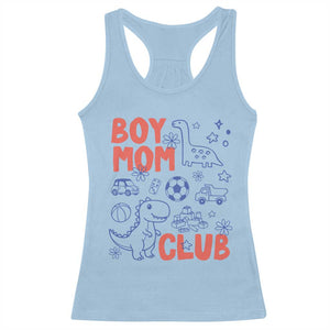 Boy Mom Club Racerback Tank Top Mom Of Boys Dinosaur Kids Toy Doodles TS11 Light Blue Print Your Wear