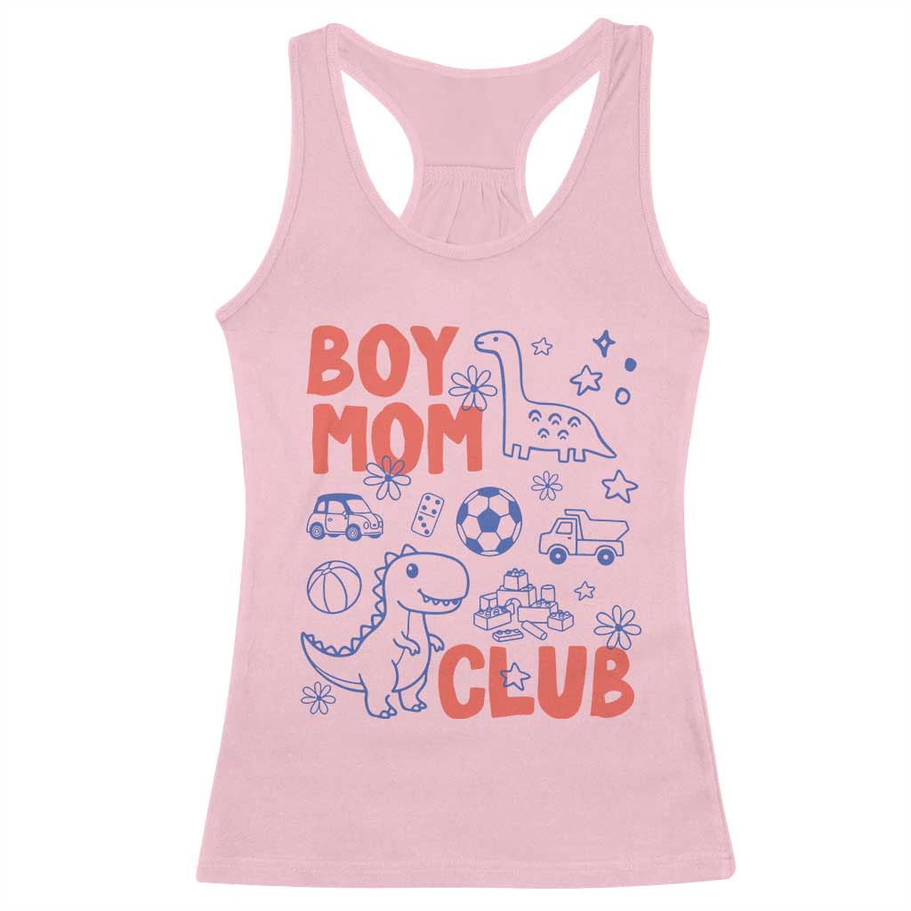 Boy Mom Club Racerback Tank Top Mom Of Boys Dinosaur Kids Toy Doodles TS11 Light Pink Print Your Wear