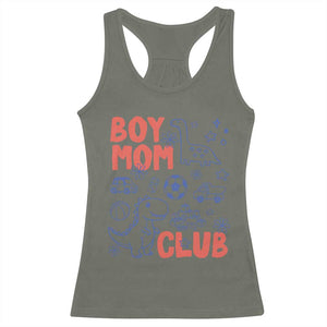 Boy Mom Club Racerback Tank Top Mom Of Boys Dinosaur Kids Toy Doodles TS11 Military Green Print Your Wear