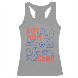Boy Mom Club Racerback Tank Top Mom Of Boys Dinosaur Kids Toy Doodles TS11 Sport Gray Print Your Wear