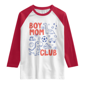 Boy Mom Club Raglan Shirt Mom Of Boys Dinosaur Kids Toy Doodles TS11 White Red Print Your Wear
