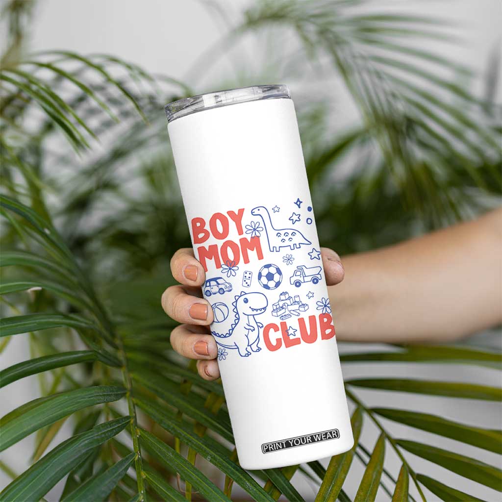 Boy Mom Club Skinny Tumbler Mom Of Boys Dinosaur Kids Toy Doodles TS11 Print Your Wear
