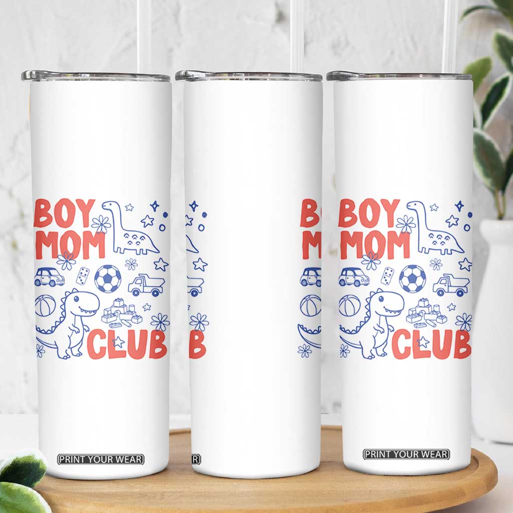 Boy Mom Club Skinny Tumbler Mom Of Boys Dinosaur Kids Toy Doodles TS11 Print Your Wear