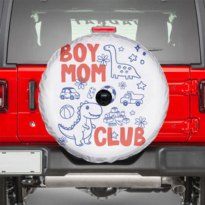 Boy Mom Club Spare Tire Cover Mom Of Boys Dinosaur Kids Toy Doodles TS11 White Print Your Wear