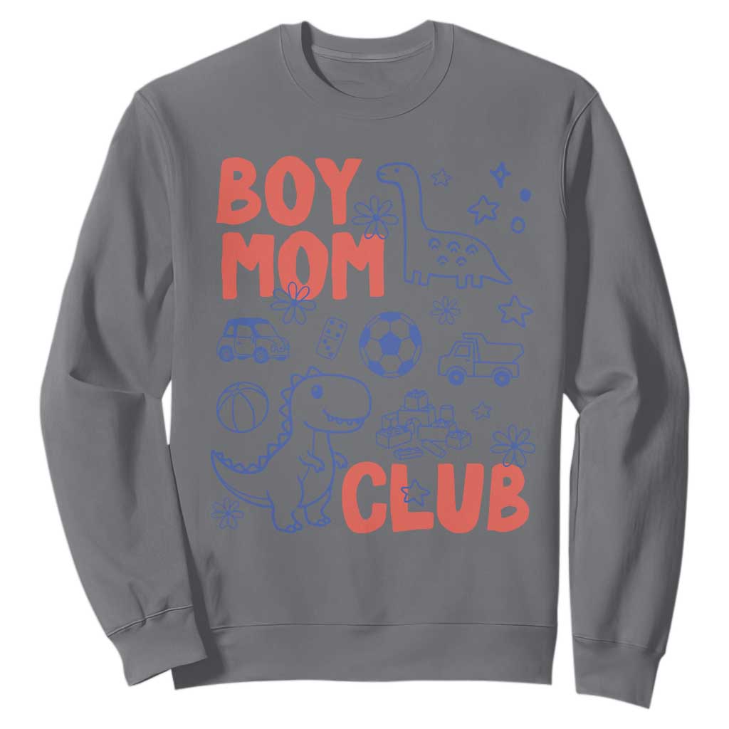 Boy Mom Club Sweatshirt Mom Of Boys Dinosaur Kids Toy Doodles TS11 Charcoal Print Your Wear