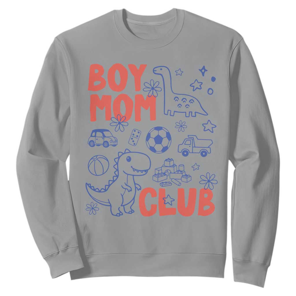 Boy Mom Club Sweatshirt Mom Of Boys Dinosaur Kids Toy Doodles TS11 Sport Gray Print Your Wear