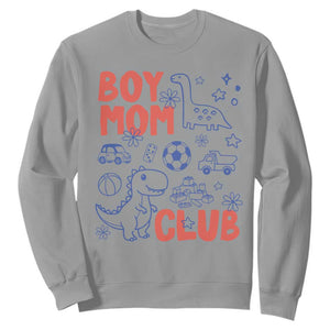 Boy Mom Club Sweatshirt Mom Of Boys Dinosaur Kids Toy Doodles TS11 Sport Gray Print Your Wear