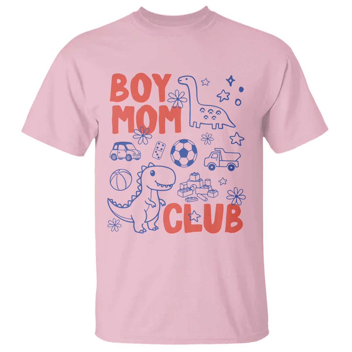 Boy Mom Club T Shirt Mom Of Boys Dinosaur Kids Toy Doodles TS11 Light Pink Print Your Wear
