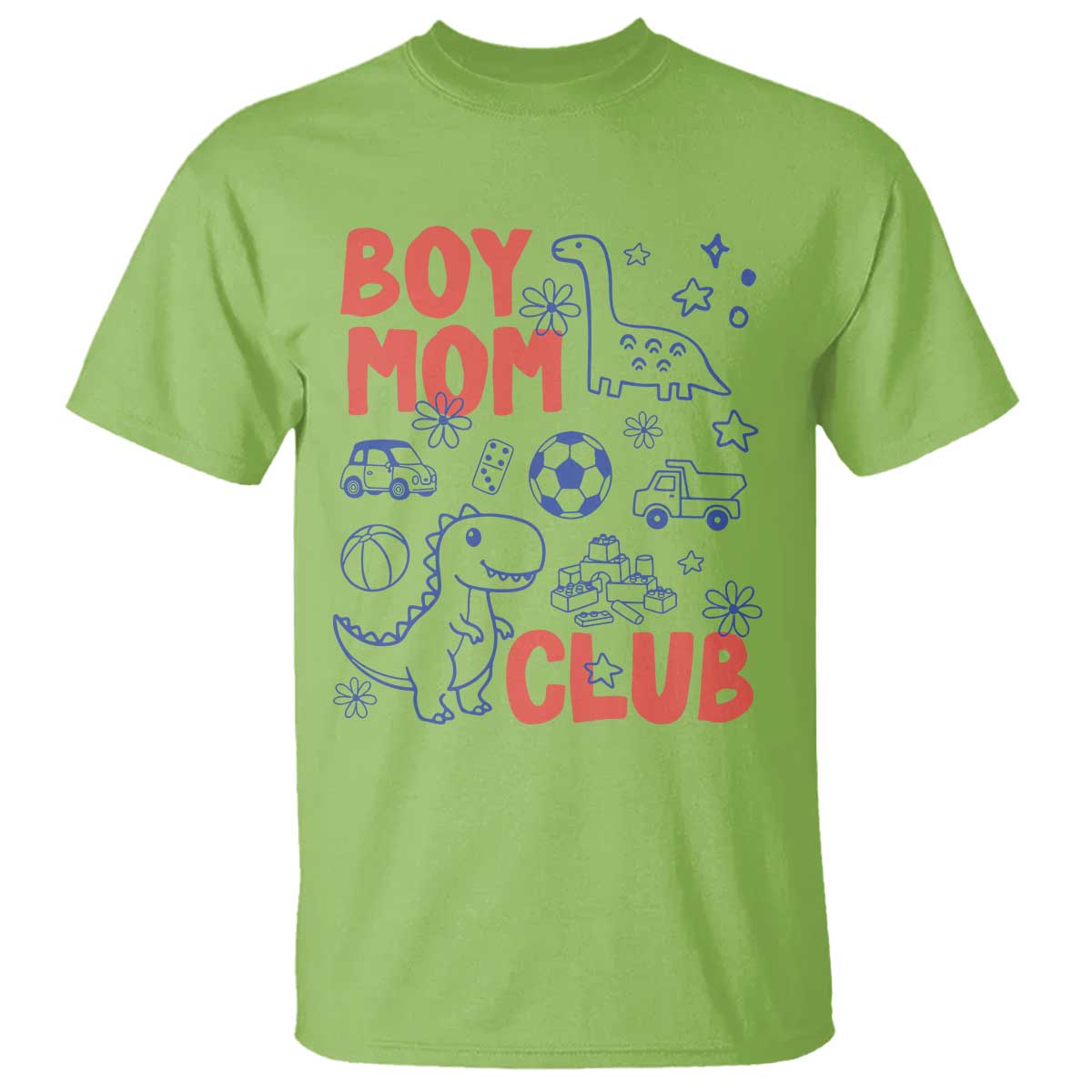 Boy Mom Club T Shirt Mom Of Boys Dinosaur Kids Toy Doodles TS11 Lime Print Your Wear