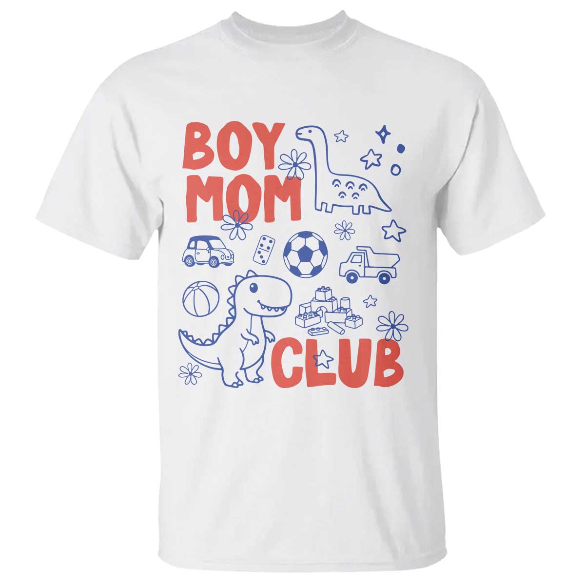 Boy Mom Club T Shirt Mom Of Boys Dinosaur Kids Toy Doodles TS11 White Print Your Wear