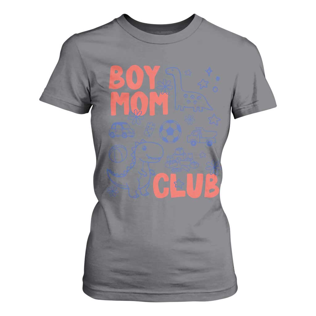 Boy Mom Club T Shirt For Women Mom Of Boys Dinosaur Kids Toy Doodles TS11 Charcoal Print Your Wear