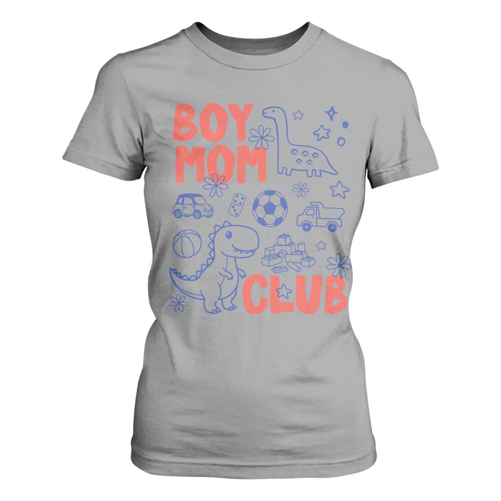 Boy Mom Club T Shirt For Women Mom Of Boys Dinosaur Kids Toy Doodles TS11 Sport Gray Print Your Wear