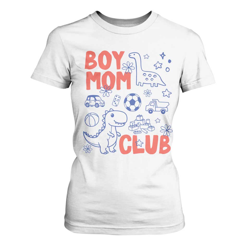 Boy Mom Club T Shirt For Women Mom Of Boys Dinosaur Kids Toy Doodles TS11 White Print Your Wear