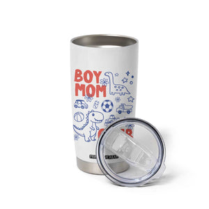 Boy Mom Club Tumbler Cup Mom Of Boys Dinosaur Kids Toy Doodles TS11 Print Your Wear