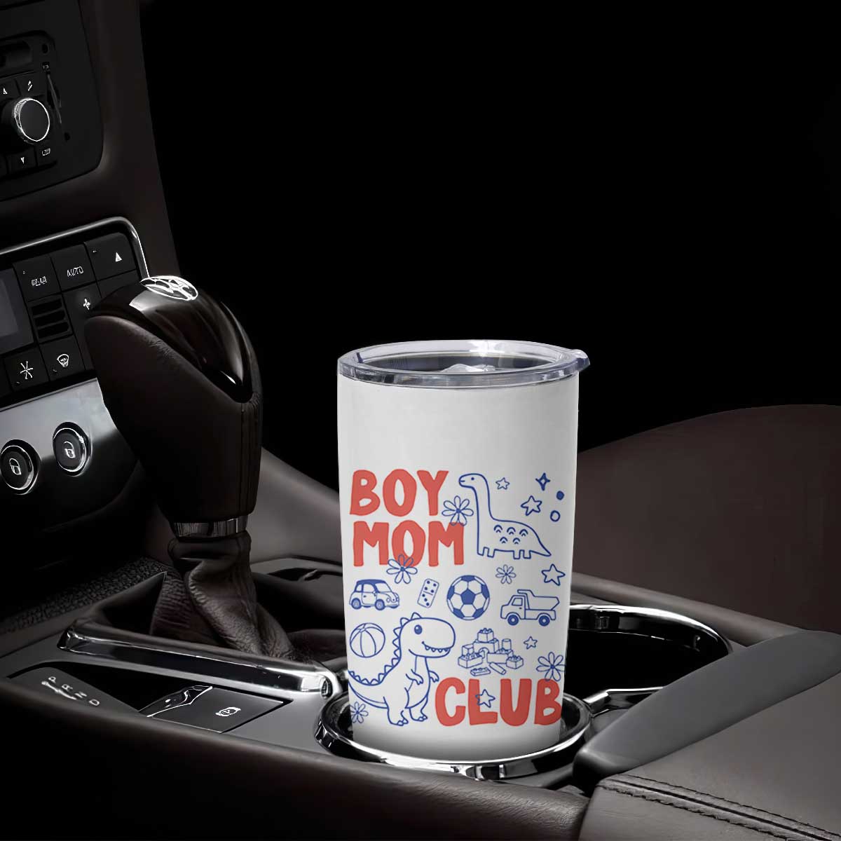 Boy Mom Club Tumbler Cup Mom Of Boys Dinosaur Kids Toy Doodles TS11 Print Your Wear
