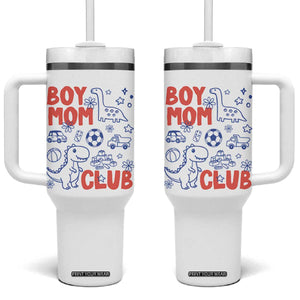 Boy Mom Club Tumbler With Handle Mom Of Boys Dinosaur Kids Toy Doodles TS11 One Size: 40 oz White Print Your Wear