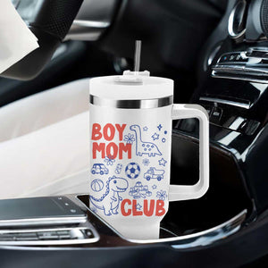 Boy Mom Club Tumbler With Handle Mom Of Boys Dinosaur Kids Toy Doodles TS11 Print Your Wear