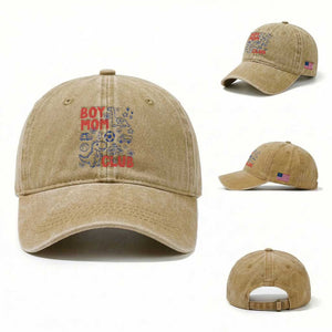 Boy Mom Club Washed Cotton Baseball Cap Mom Of Boys Dinosaur Kids Toy Doodles TS11 Washed Cap Universal Fit Khaki Print Your Wear