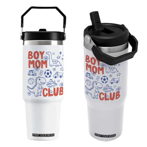 Boy Mom Club Flip Straw Tumbler Mom Of Boys Dinosaur Kids Toy Doodles TS11 One Size: 30 oz White Print Your Wear