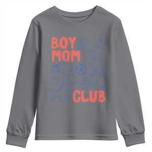 Boy Mom Club Youth Sweatshirt Mom Of Boys Dinosaur Kids Toy Doodles TS11 Charcoal Print Your Wear