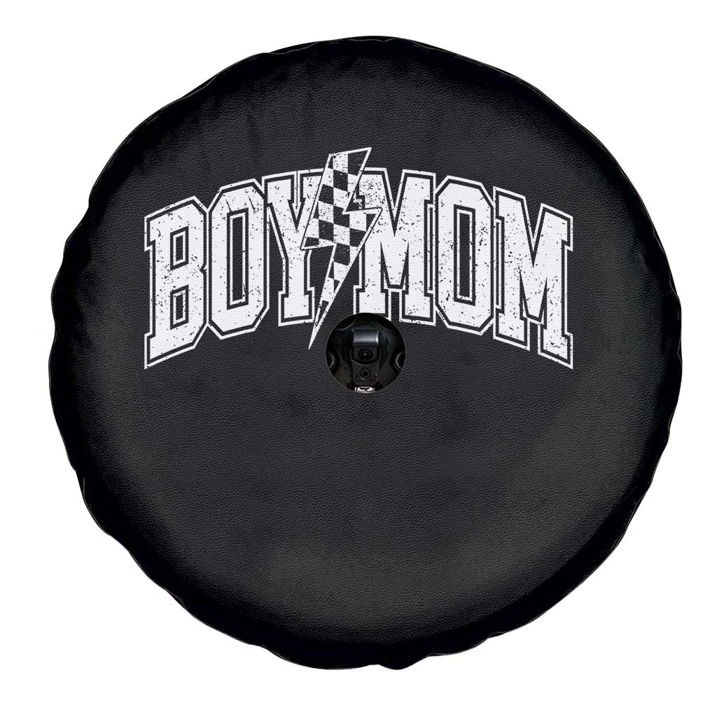 Boy Mom Lightning Bolt Checkered Varsity Son Mama Spare Tire Cover TS11 Print Your Wear