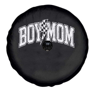 Boy Mom Lightning Bolt Checkered Varsity Son Mama Spare Tire Cover TS11 Print Your Wear