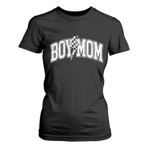 Boy Mom Lightning Bolt Checkered Varsity Son Mama T Shirt For Women TS11 Black Print Your Wear