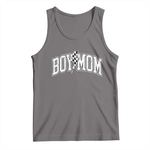 Boy Mom Lightning Bolt Checkered Varsity Son Mama Tank Top TS11 Deep Heather Print Your Wear