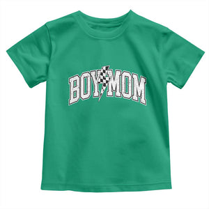 Boy Mom Lightning Bolt Checkered Varsity Son Mama Toddler T Shirt TS11 Irish Green Print Your Wear