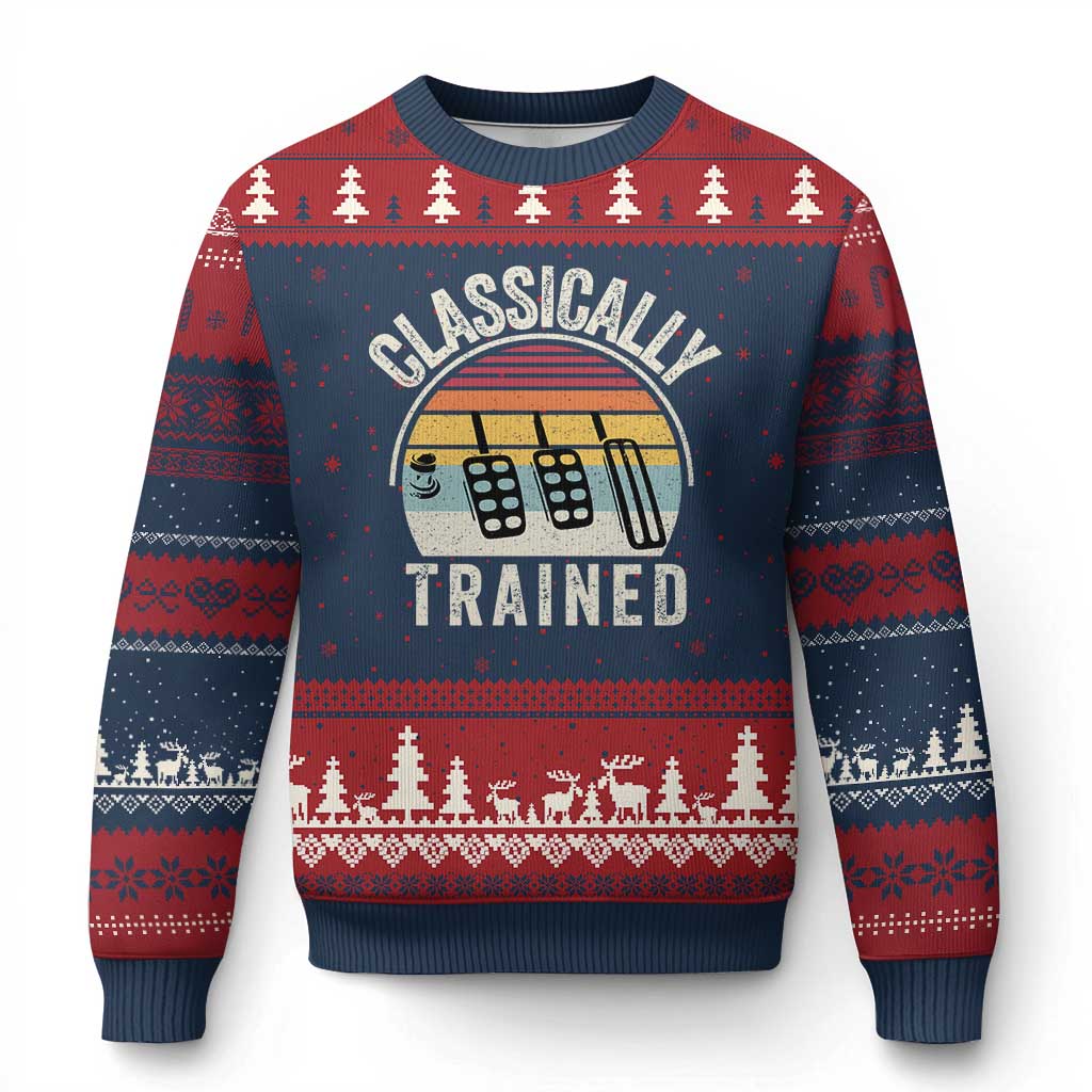 Classically Trained Car Ugly Christmas Sweater Funny Manual Transmission Driver TS11 Navy Red Print Your Wear