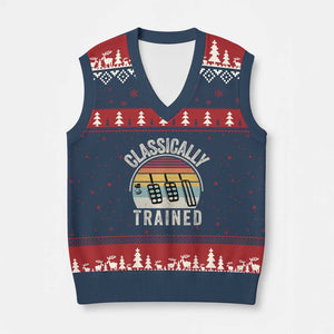 Classically Trained Car V-Neck Knit Sweater Vest Funny Manual Transmission Driver TS11 Navy Red Print Your Wear