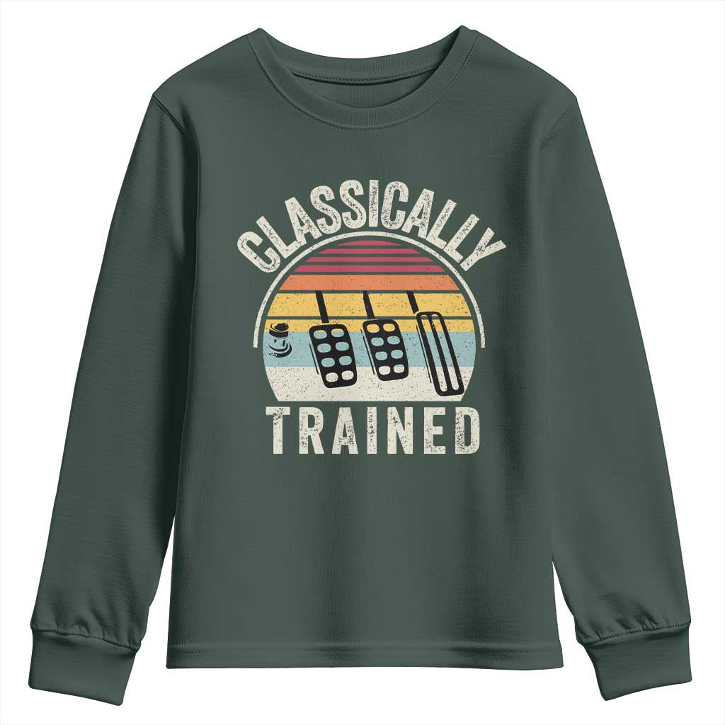 Classically Trained Car Youth Sweatshirt Funny Manual Transmission Driver TS11 Dark Forest Green Print Your Wear