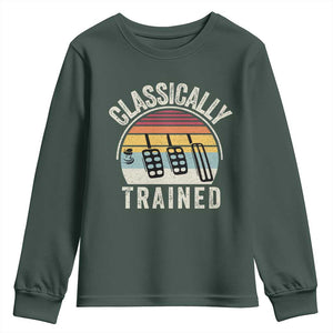 Classically Trained Car Youth Sweatshirt Funny Manual Transmission Driver TS11 Dark Forest Green Print Your Wear