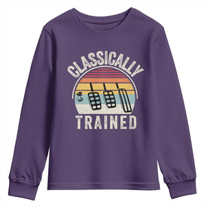 Classically Trained Car Youth Sweatshirt Funny Manual Transmission Driver TS11 Purple Print Your Wear