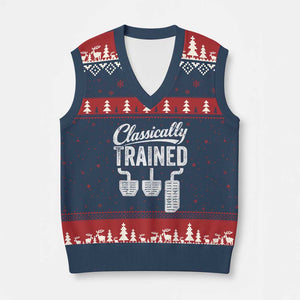 Classically Trained Manual Car V-Neck Knit Sweater Vest Pedals Driving Humor TS11 Navy Red Print Your Wear