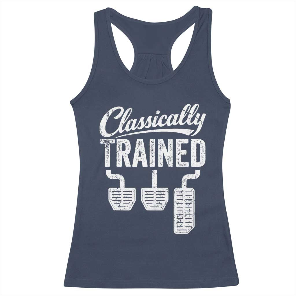 Classically Trained Manual Car Racerback Tank Top Pedals Driving Humor TS11 Navy Print Your Wear